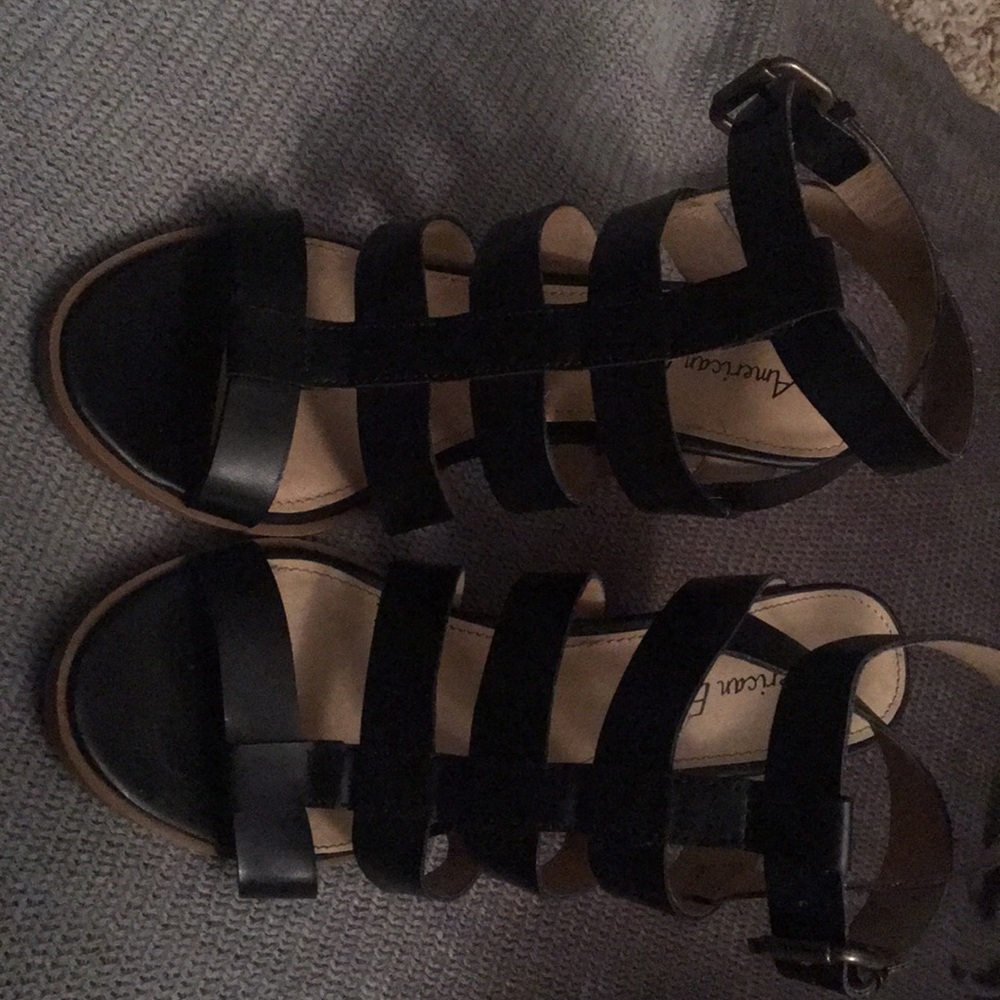 Nice black strap shoes with heel.